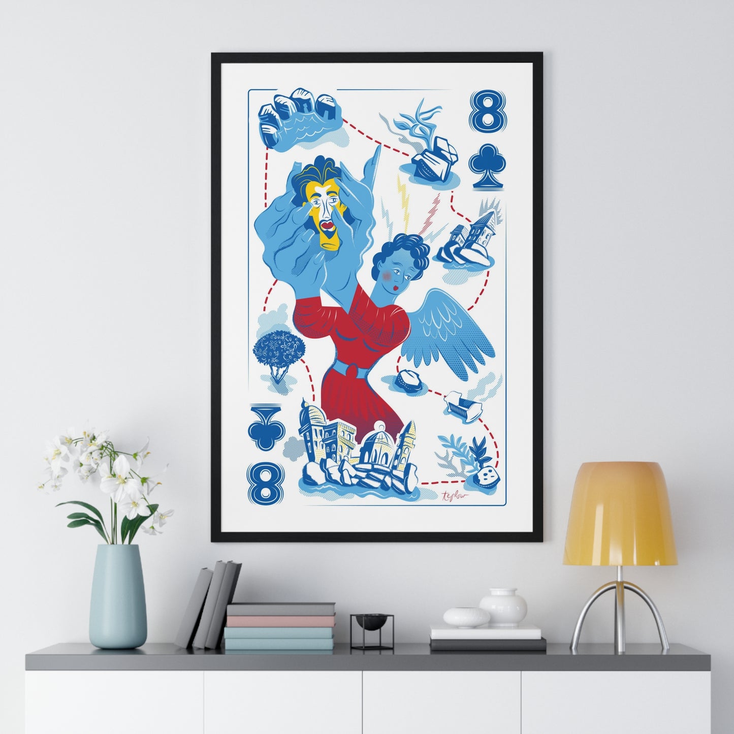 The Angel of Death arrives in eight flights: Premium Framed Vertical Print
