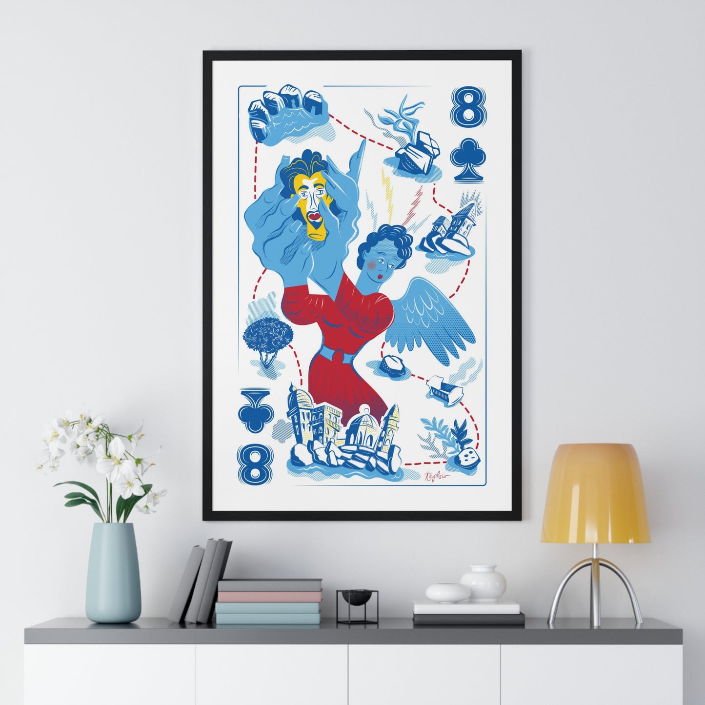 The Angel of Death arrives in eight flights: Premium Framed Vertical Print